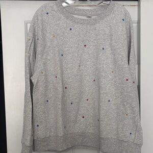 Old Navy Gray Sweatshirt with Colorful Star Embroidery